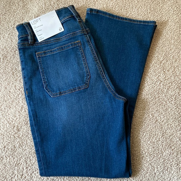LOFT Patch Pocket High Rise Kick Crop Jeans, Dark Wash, Sz 4/27, NWT - Picture 2 of 12